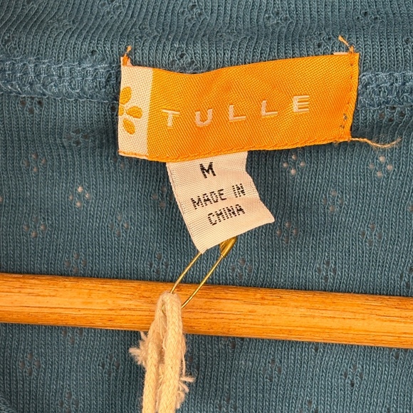 Women Tulle Long Sleeve Y2K Henley Lacey Snap Top Sz M Pointelle Jersey NWT 2000 - Picture 7 of 14